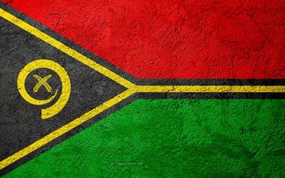Bandeira da rep&#250;blica de Vanuatu, textura de concreto, pedra de fundo, Vanuatu bandeira, Oceania, Vanuatu, bandeiras da pedra