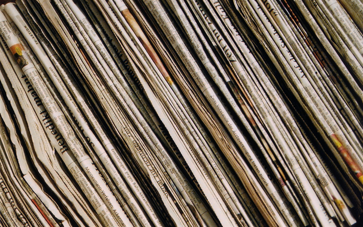 los peri&#243;dicos viejos, macro, fondos de papel, close-up, prensa, diagonal a la textura del papel