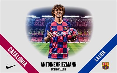 Antoine Griezmann, FC Barcelona, Nou Camp, French footballer, striker, La Liga, Catalonia, portrait, football stars, Spain, football