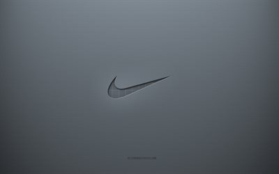 Nike logo, gray creative background, Nike emblem, gray paper texture, Nike, gray background, Nike 3d logo