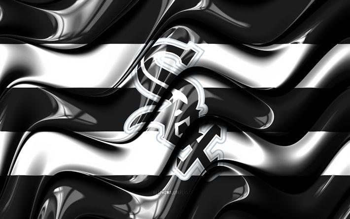 Download wallpapers Chicago White Sox flag, 4k, black and white 3D