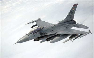 F-16, lutador, aeronaves militares, A General Dynamics F-16, Fighting Falcon