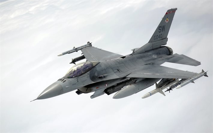 f-16, k&#228;mpfer, milit&#228;r-flugzeugen, general dynamics f-16, fighting falcon
