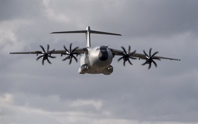 military transport aircraft, Airbus A400M, military aircraft, airplane in the sky, air force, Airbus Military