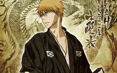 Bleach, manga, Ichigo Kurosaki, character anime, kimono