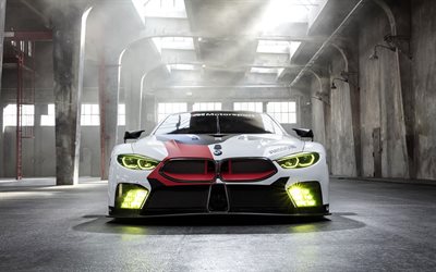 BMW M8 GTE, 2018 cars, sportcars, headlights, german cars, BMW