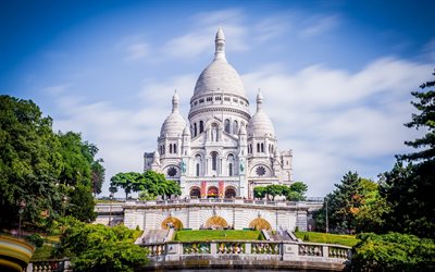 Paris, Basilica of Sacre Coeur, Catholic temple, Byzantine architecture style, sights of Paris, France