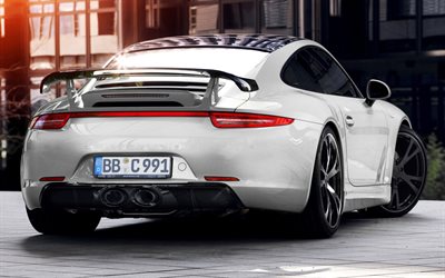 Porsche 911, 2017 cars, supercars, Neunelfer, white 911, german cars, Porsche