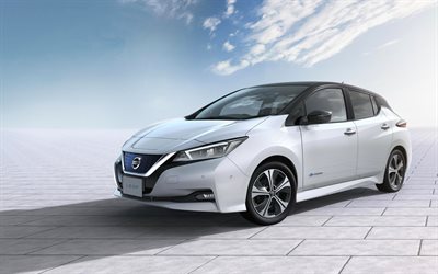 Nissan Yaprak, 2018 araba, beyaz Yaprak, elektrikli arabalar, yeni Yaprak, Japon arabaları, Nissan