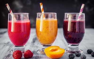 smoothies, healthy food, drinks, apricot smoothies, raspberry smoothies, blueberry smoothies
