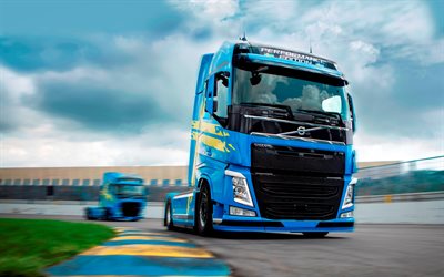 Volvo FH Viking, 2017 trucks, raceway, tractor, tuning, blue FH, Volvo