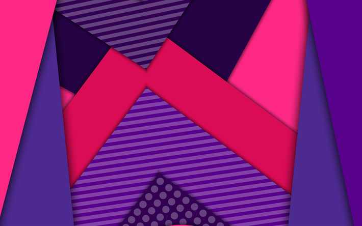 4k, art, geometry, strips, abstract material, purple background, lollipop, android