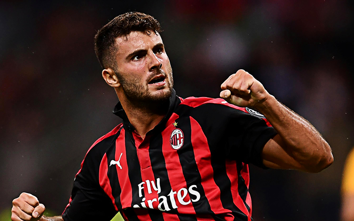 Patrick Cutrone, 4k, Italian footballer, AC Milan, talent, forward, Serie A, Italy, portrait