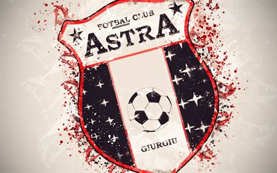 FC Astra Giurgiu, 4k, paint art, logo, creative, Romanian football team, Liga 1, emblem, white background, grunge style, Giurgiu, Romania, football