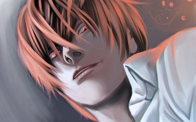 Light Yagami, artwork, Yagami Raito, manga, protagonist, Death Note, L Lawliet