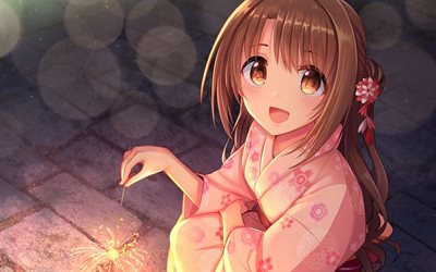 Shimamura Uzuki, kimono, Den Idolmaster Cinderella Flickor, Bengali flame, manga, Idolmaster