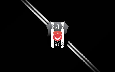Besiktas JK, Turkish football club, logo, emblem, black background, white lines, Turkish Super League, Turkey, football