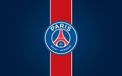 PSG, Paris Saint-Germain, Ligue 1, France, logo, emblem, blue red background, white lines, French football club, champion