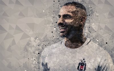 Ricardo Quaresma, 4k, geometric art, portrait, Portuguese footballer, Besiktas JK, logo, Turkey, art, football