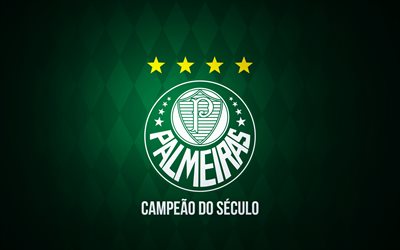 SE Palmeiras, logo, Brazilian Serie A, football, minimal, brazilian football club, soccer, green background, Palmeiras FC, Sao Paulo, Brazil