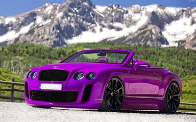 Bentley Continental GT Convertible, tuning, stance, purple Continental GT, luxury cars, Bentley