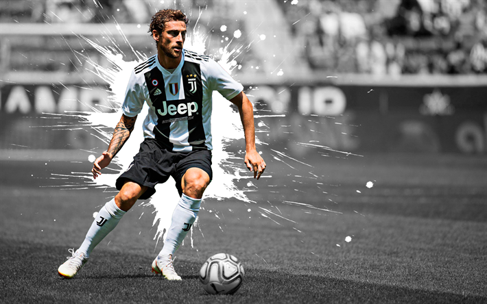 Claudio Marchisio, 4k, Juventus FC, arte, giocatore di calcio italiano, schizzi di vernice, grunge, creativo, Serie A, Italia, calcio