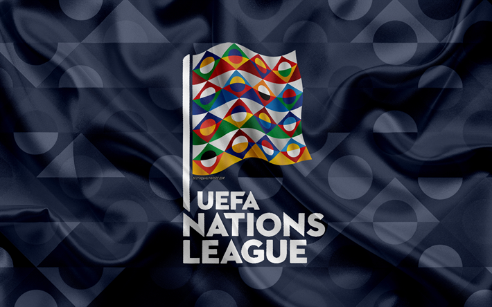 Download Wallpapers Uefa Nations League 4k Logo Emblem Silk Texture