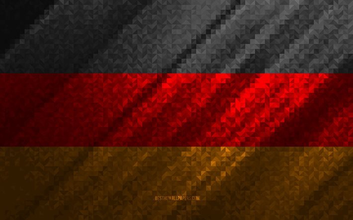 Tysklands flagga, m&#229;ngf&#228;rgad abstraktion, Tyskland mosaik flagga, Europa, Tyskland, mosaik konst, Tyskland flagga