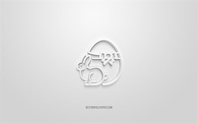 Easter 3d icon, white background, 3d symbols, Easter, creative 3d art, 3d icons, Easter sign, Easter 3d icons