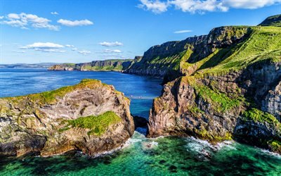 Antrim, 4k, summer, coast, beautiful nature, Great Britain, Northern Ireland, Europe