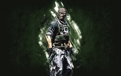 Enforcer, agent CSGO, Counter-Strike Global Offensive, fond de pierre verte, Counter-Strike, personnages CSGO