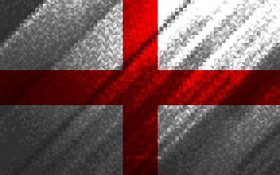 Flag of England, multicolored abstraction, England mosaic flag, Europe, England, mosaic art, England flag