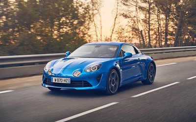 Alpine A110, 2018, azul coup&#233; desportivo, Franc&#234;s carros, Alpine Renault