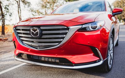 4k, Mazda CX-9, 2018 carros, vista frontal, Trac&#231;&#227;o integral, novo CX-9, Mazda