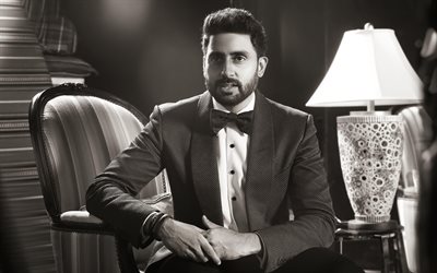 Abhishek Bachchan, 4k, indiska sk&#229;despelare, killar, svartvitt, Bollywood, k&#228;ndis