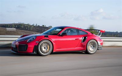 Porsche 911 GT2 RS, 4k, desportivos, 2018 carros, pista de rolamento, novo 911, Porsche