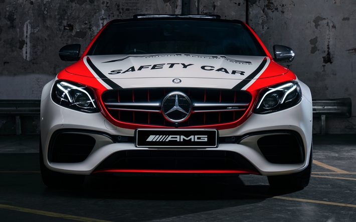 4k, Mercedes-AMG E63S4MATIC, 2018両, 安全車, フロントビュー, メルセデス