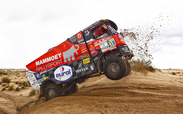 Dakar Rally, Renault, racing sport truck, desert, sand, Dakar