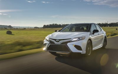 Toyota Camry, 4k, road, 2018 cars, new camry, japanese cars, Toyota