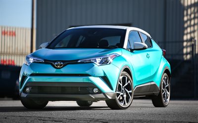 4k, Toyota C-HR, crossovers, 2018 autos, azul C-HR, Toyota