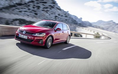 Volkswagen Golf GTI, 4k, 2018 cars, road, motion blur, red Golf, VW, Volkswagen