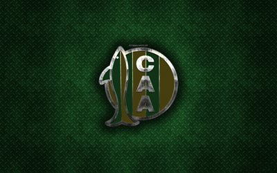 CA Aldosivi, Argentine football club, green metal texture, metal logo, emblem, Mar del Plata, Argentina, Argentine Primera Division, Argentine Superleague, creative art, football