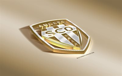 Angers SCO, French football club, golden silver logo, Angers, France, Ligue 1, 3d golden emblem, creative 3d art, football