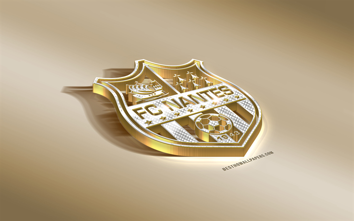 FC Nantes, Franska fotbollsklubben, golden silver logotyp, Nantes, Frankrike, Liga 1, 3d gyllene emblem, kreativa 3d-konst, fotboll