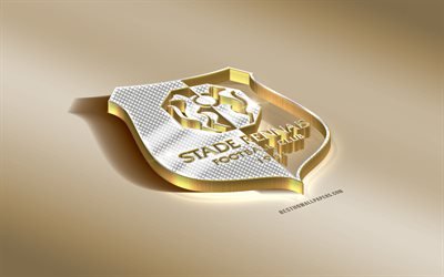 Stade Rennais FC, French football club, golden silver logo, Rennes, France, Ligue 1, 3d golden emblem, creative 3d art, football