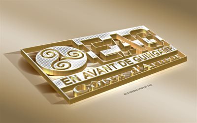 EA Guingamp, francese football club, oro argento logo, Guingamp, Francia, Ligue 1, 3d, dorato, emblema, creative 3d di arte, di calcio