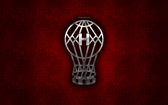 Club Atl&#233;tico Hurac&#225;n, club de f&#250;tbol de Argentina, de metal rojo de textura de metal, logotipo, emblema, Buenos Aires, Argentina, Primera Divisi&#243;n, el Argentino de la Superleague, creativo, arte, f&#250;tbol