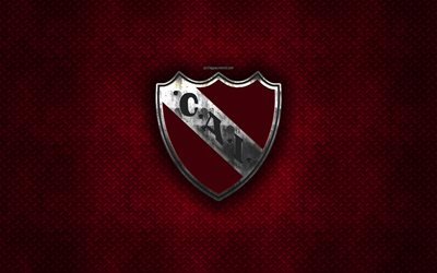 Club Atletico Independiente, Argentine football club, red metal texture, metal logo, emblem, Avellaneda, Argentina, Argentine Primera Division, Argentine Superleague, creative art, football