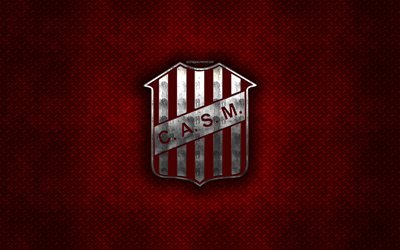 San Martin de Tucuman, Arjantin Futbol Kul&#252;b&#252;, kırmızı metal doku, metal logo, amblem, San Miguel de Tucuman, Arjantin, Lig, Arjantin Superleague, yaratıcı sanat, futbol