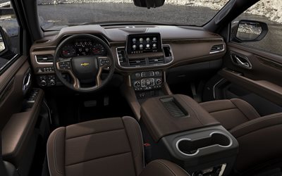 Chevrolet Suburban, 2020, interior, inside view, front panel, Suburban 2020 interior, american cars, Chevrolet